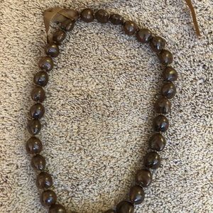 Hawaiian Kukui Nut Shell Necklace - Brown